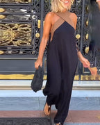 Mulher Vestido Maxi Decote Cruzado Costas Abertas