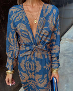 Valentina | Vestido Feminino Maxi Boho Decote V Estampado