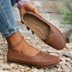 Halcyon | Mulheres Loafers Slip On Perfurados Confortáveis