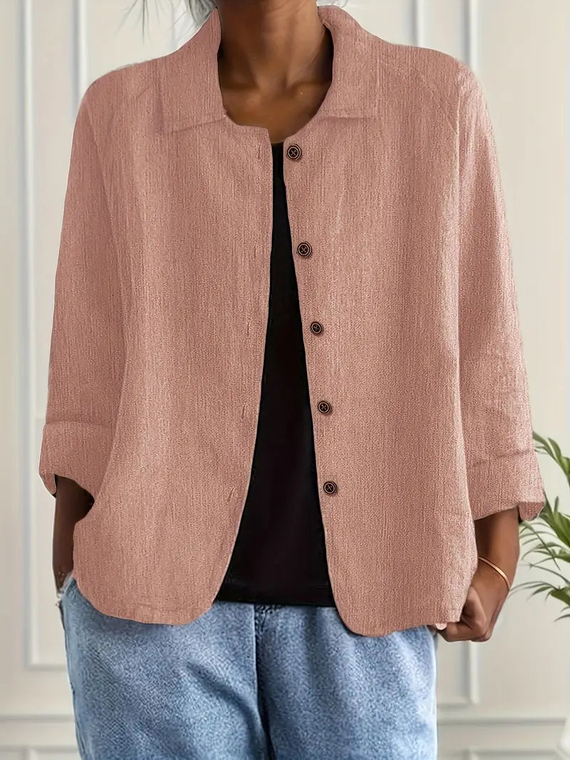 Perla | Mulher Cardigan Camisa Algodão Linho