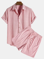 Conjunto feminino 2 peças camisa manga curta e calça casual coordenado