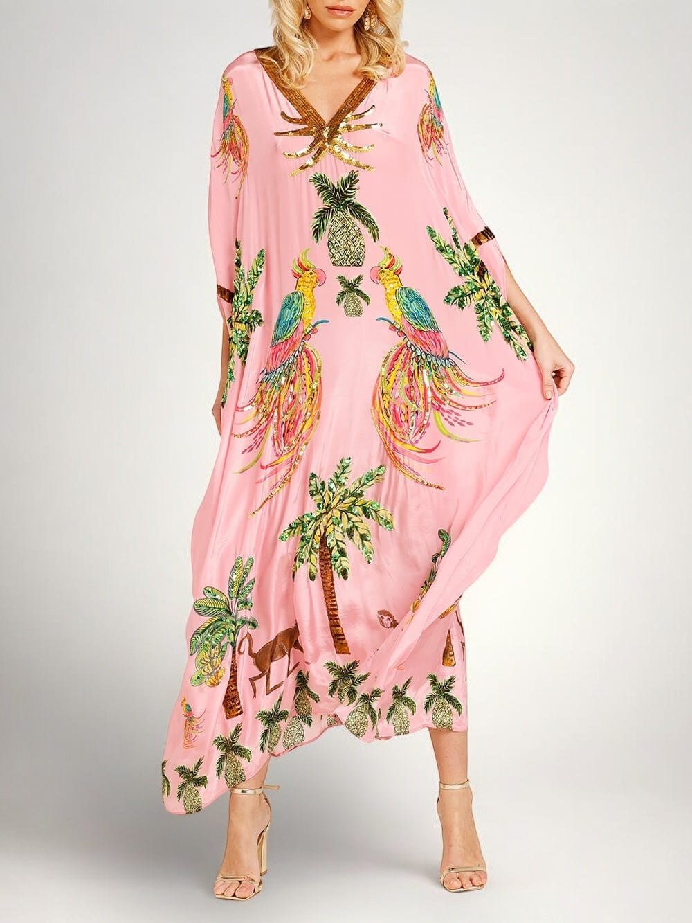 Iris | Vestido Feminino Estampa Coqueiro Ombro Caído