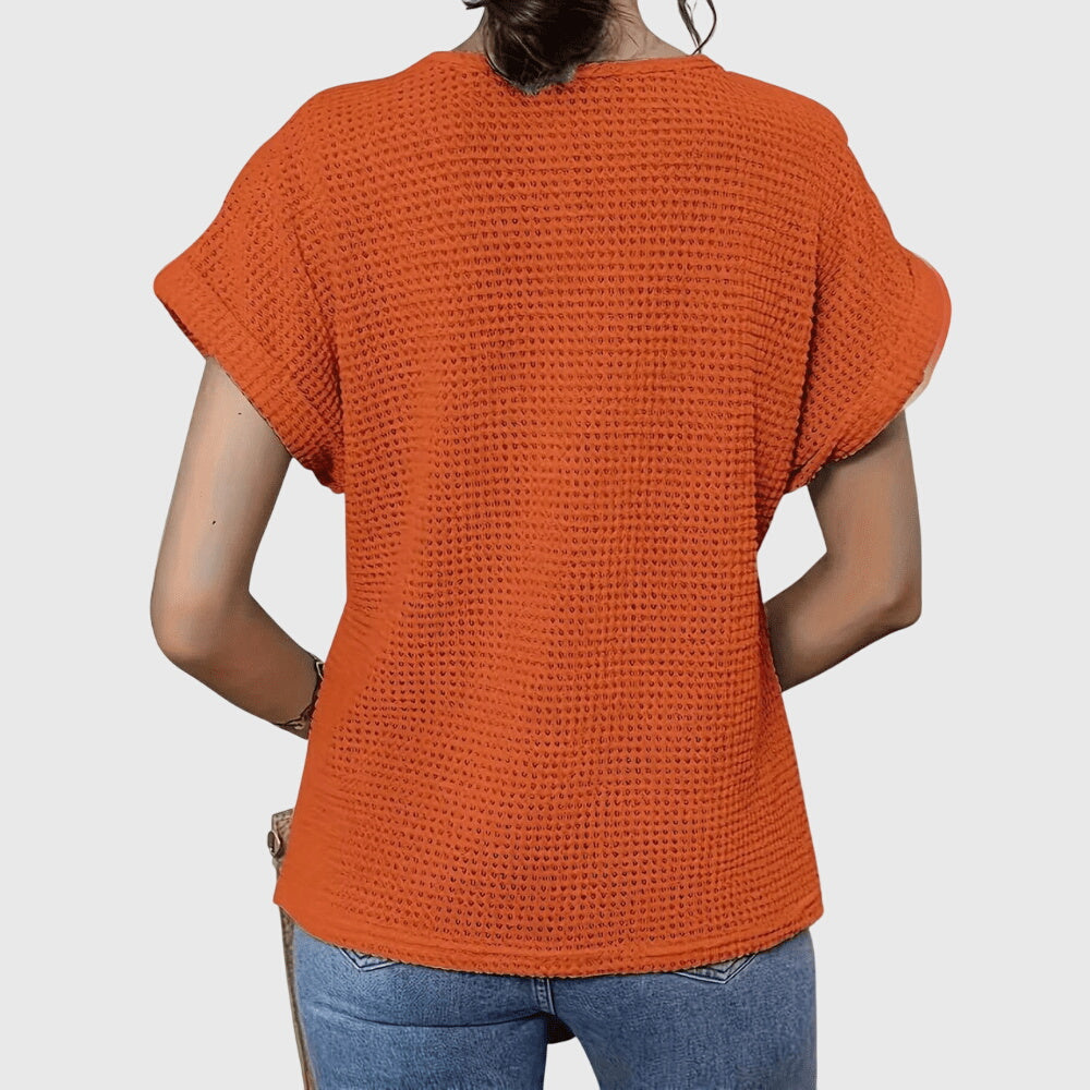 Nova | Blusa Feminina Meia Malha Rendada Decote Redondo