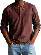 Homem Camisa Henley Manga Longa Relaxada