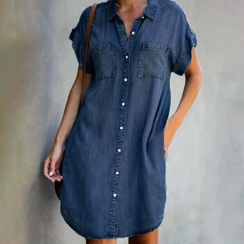 Lena | Vestido Jeans Feminino Midi