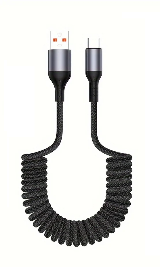 Cabo USB-C 100W | Carregamento Rápido, Design Mola | Soraya