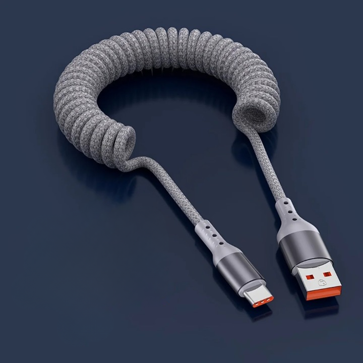 Cabo USB-C 100W | Carregamento Rápido, Design Mola | Soraya
