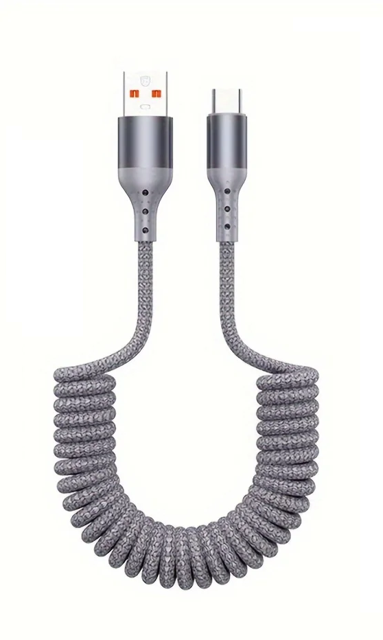 Cabo USB-C 100W | Carregamento Rápido, Design Mola | Soraya