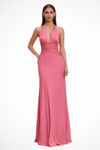 Nova | Vestido Maxi Mulher Halter Costas Nuas Renda