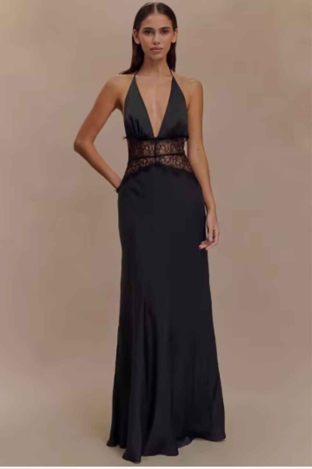 Nova | Vestido Maxi Mulher Halter Costas Nuas Renda