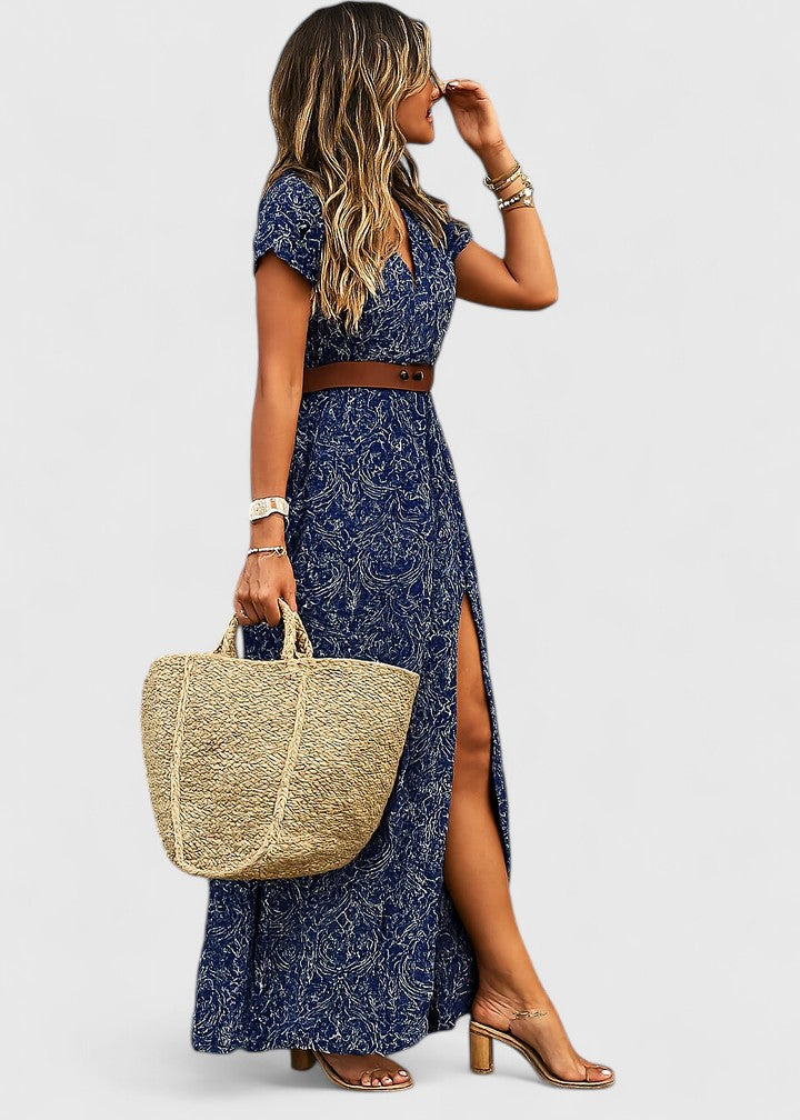 Saoirse | Vestido Maxi Boho Feminino Decote V
