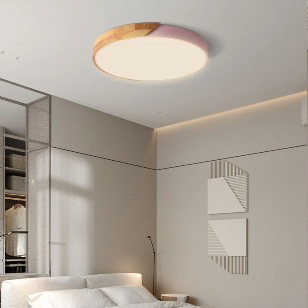 Candeeiro de Teto LED | Design Escandinavo, Madeira Natural | Dahlia