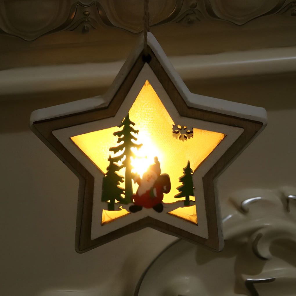 Uma | Enfeites de Natal em Madeira | Decoração Suspensa, Formas Natalinas | 2 Peças
