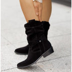 Ondine | Botins Slouch Femininos Bico Redondo com Dobra