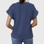 Nova | Blusa Feminina Meia Malha Rendada Decote Redondo