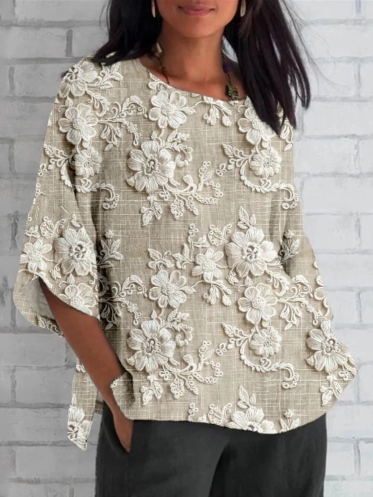 Clea | Blusa Feminina Floral Bordado Vintage