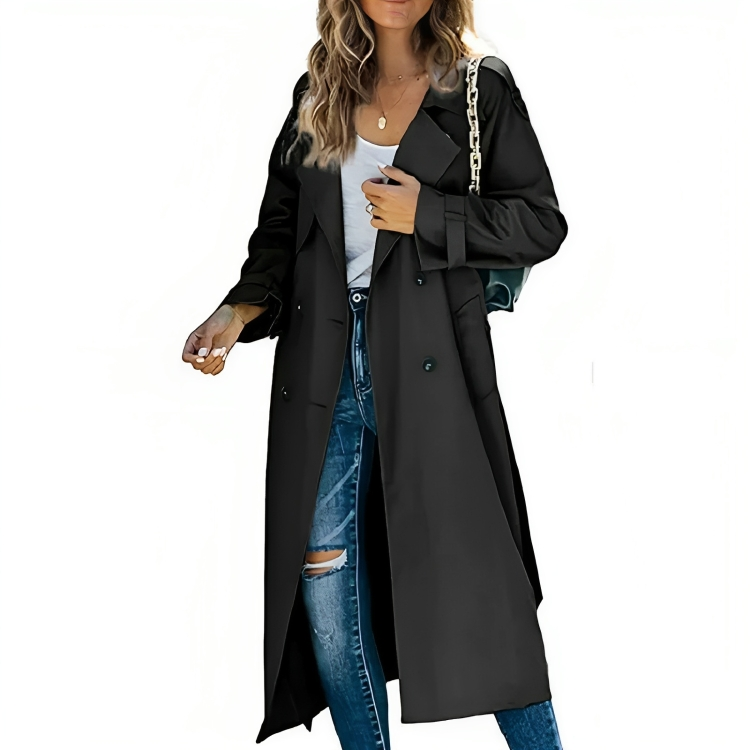 Ivy | Mulher Trench Coat Cinto Removível Gola Lapela