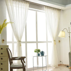 Sabine | Cortinas Transparentes Brancas | Voile Leve, Riscas, Sala | 100% Poliéster