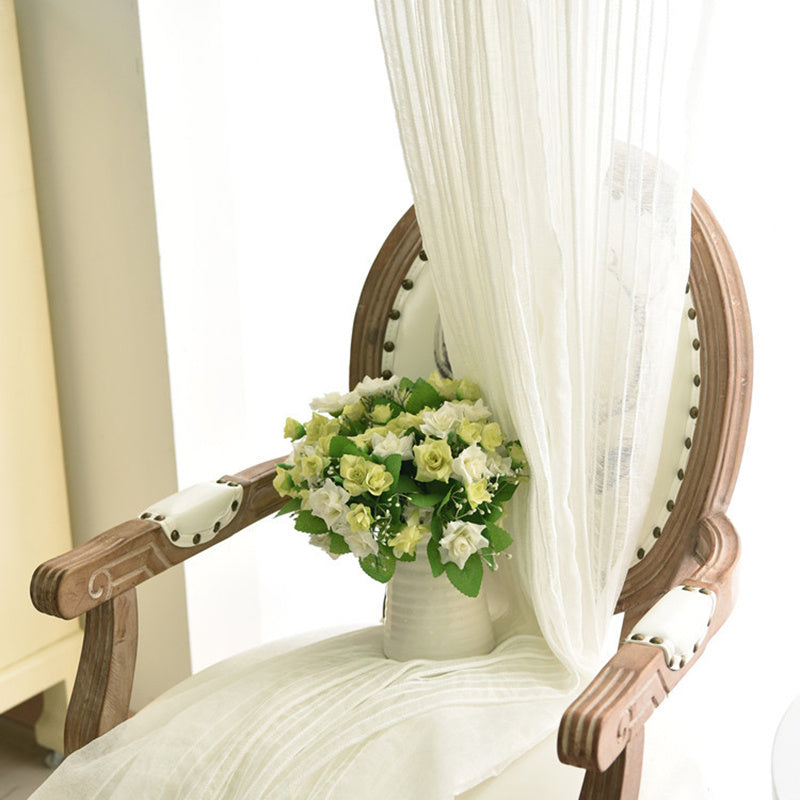 Sabine | Cortinas Transparentes Brancas | Voile Leve, Riscas, Sala | 100% Poliéster