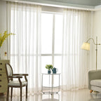 Sabine | Cortinas Transparentes Brancas | Voile Leve, Riscas, Sala | 100% Poliéster