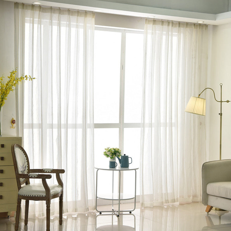 Sabine | Cortinas Transparentes Brancas | Voile Leve, Riscas, Sala | 100% Poliéster