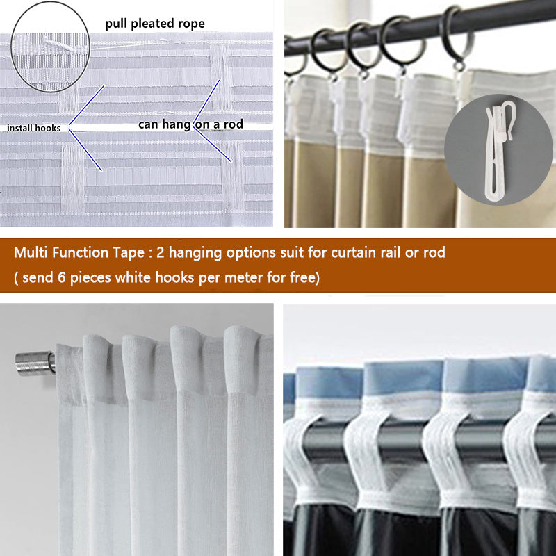Sabine | Cortinas Transparentes Brancas | Voile Leve, Riscas, Sala | 100% Poliéster