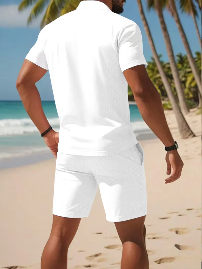 Conjunto de Shorts para Homem | Polo e Calção | Poliéster
