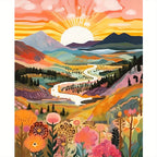 Ottoline | Pintura por Números Adultos | Paisagem Montanha ao Pôr do Sol | 40x50cm DIY