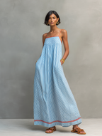 Ondina | Vestido Maxi Feminino Riscas com Alças Finas