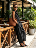 Ottoline | Macacão Feminino Wide Leg Bolsos