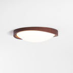 Veda | Candeeiro de Teto Flush | Efeito Madeira, Luz Tri-Cor | Tecido Moderno