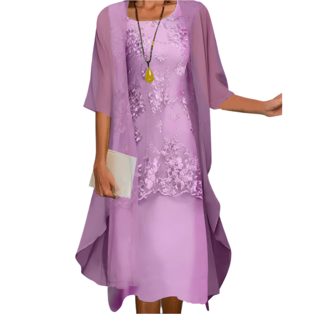 Xanthe | Vestido Midi Feminino Mangas Transparentes
