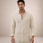 Luna | Homem Camisa de Linho Casual Manga Longa