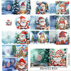 Linnea | Cartões de Natal DIY Diamond Painting | 12 Peças, Tema Pai Natal | Feitos à Mão