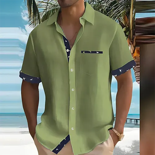 Calla | Camisa Masculina Manga Curta Respirável