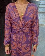 Valentina | Vestido Feminino Maxi Boho Decote V Estampado