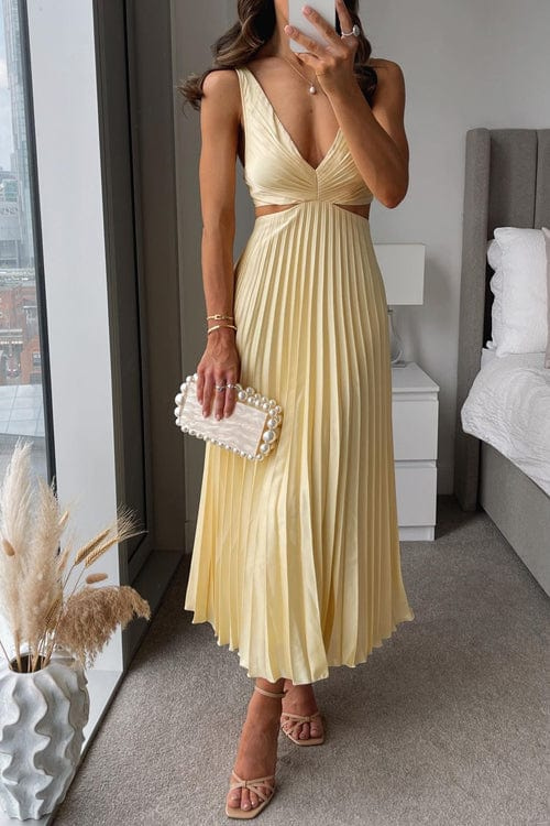Giselle | Vestido Midi Plissado Cetim Feminino