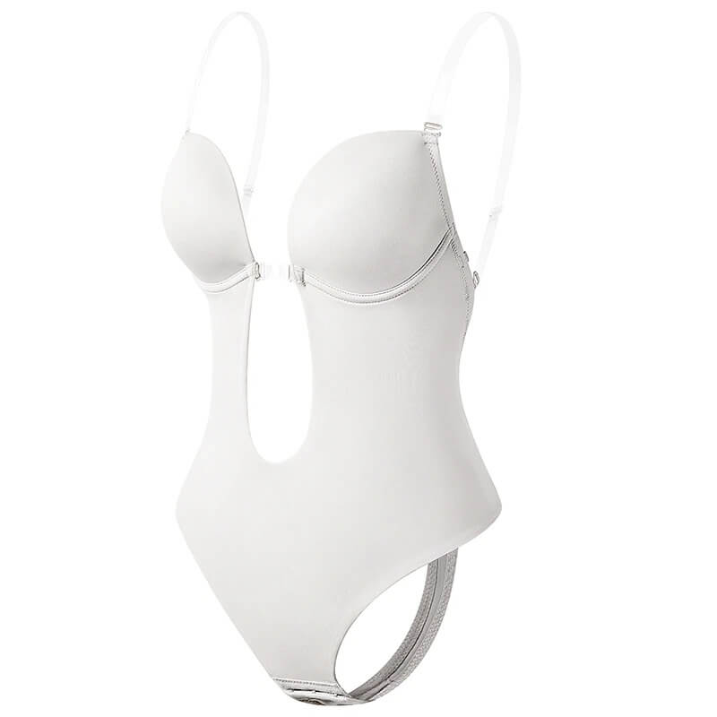 Mulher Body Shaper Decote V Profundo Costas Abertas