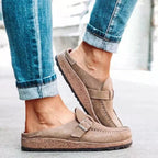 Cassia | Mulher Camurça Mules Ortopédicas Plataforma Fivela
