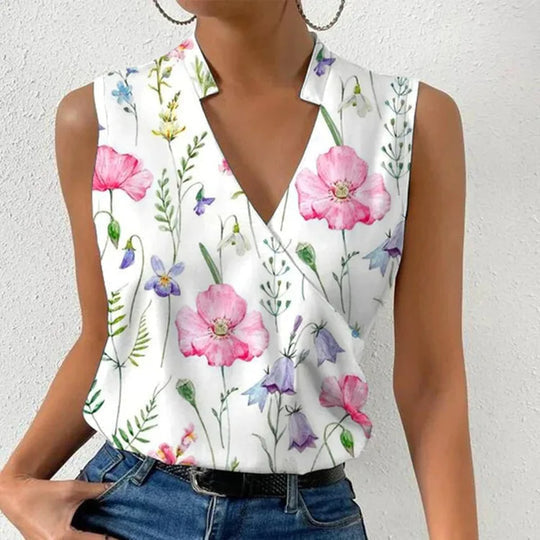 Blusa Feminina Decote V | Leve, Respirável, Estampada | Florine