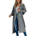 Ivy | Mulher Trench Coat Cinto Removível Gola Lapela