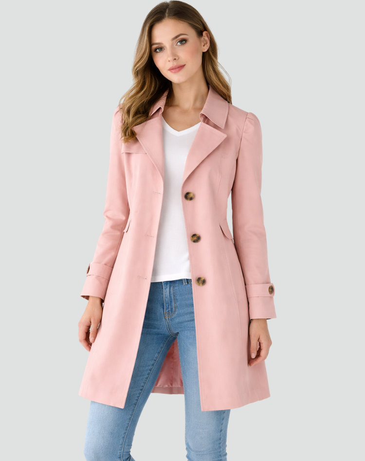 Gabardine Mulher Ajustada | Leve, Colarinho Clássico | Primavera