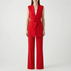 Florine | Fato de Calças Feminino | Conjunto 2 Peças, Cinto Ajustável | Elegante