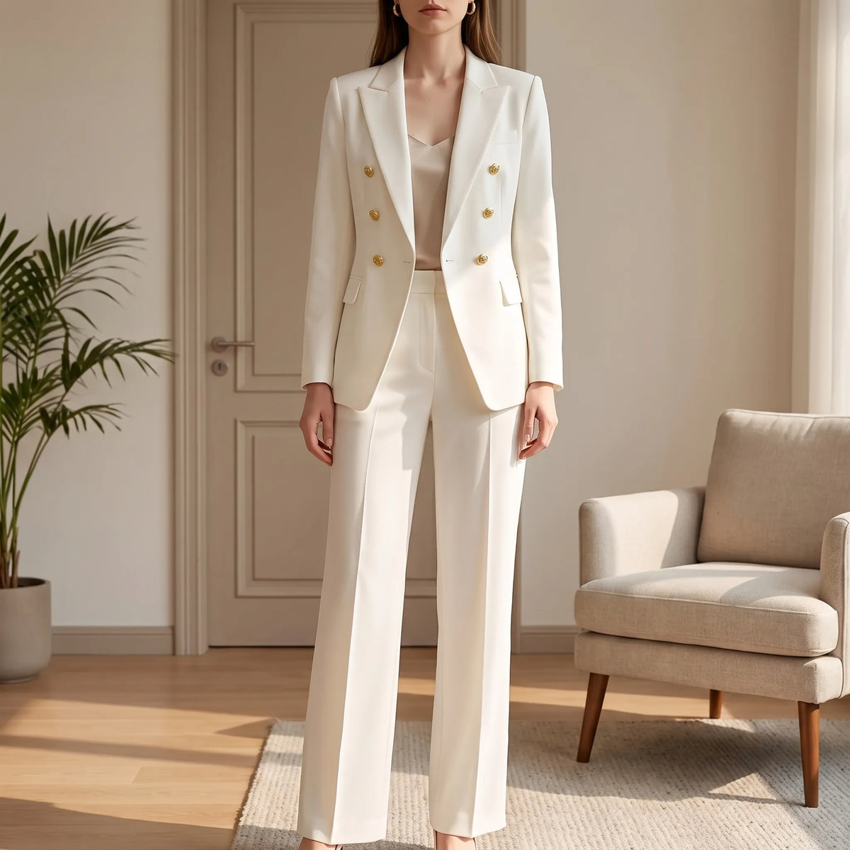 Ondine | Conjunto Feminino 2 Peças | Blazer e Calça, Botões Decorativos | Elegante
