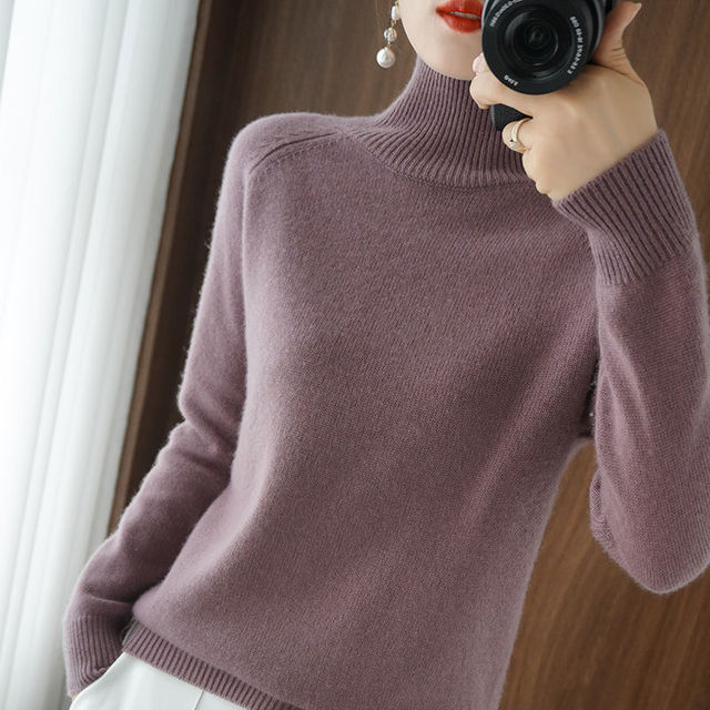 Mulher Camisola Gola Alta Inverno
