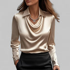 Mulher Blusa Cetim Gola Xale