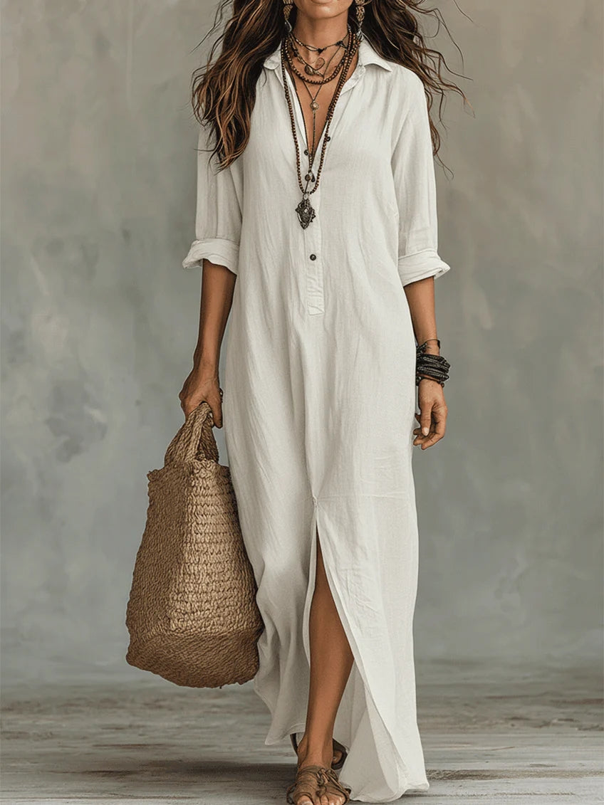 Vianne | Vestido Longo Feminino Fluido Elegante