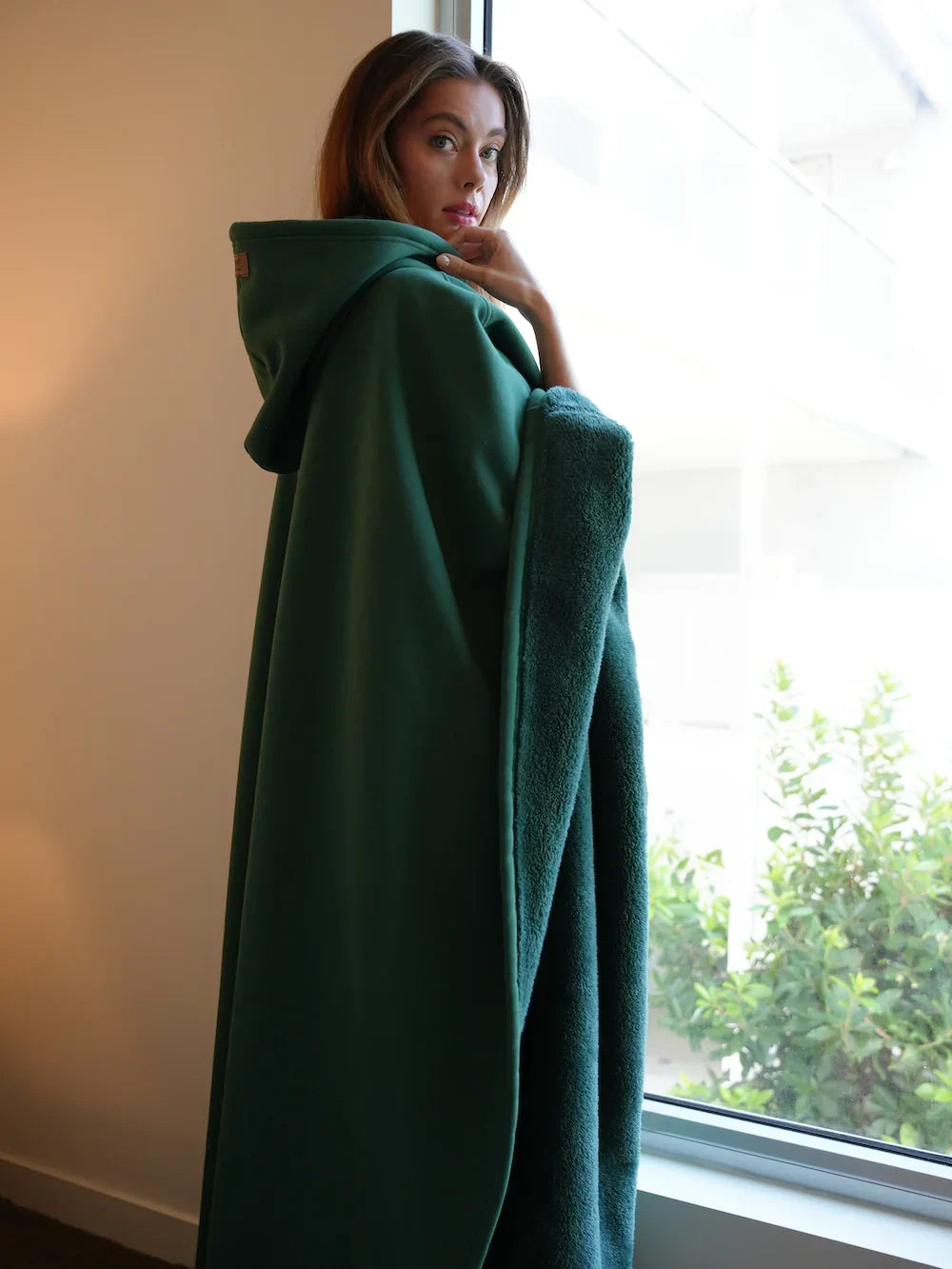 Mulher Hoodie Manta Oversized com capuz, fit amplo e acolhedor