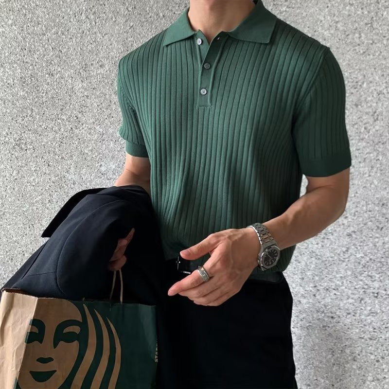 Homem Polo Tricot Algodão Canelado