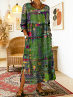 Lena | Vestido Jeans com Patchwork Étnico Feminino